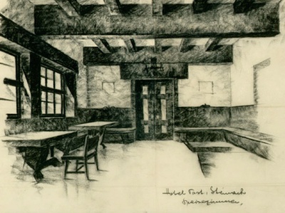 Siegfried Mazagg, Stube für das Hotel Post, Steinach – © Archiv für Baukunst Siegfried Mazagg, Stube für das Hotel Post, Steinach