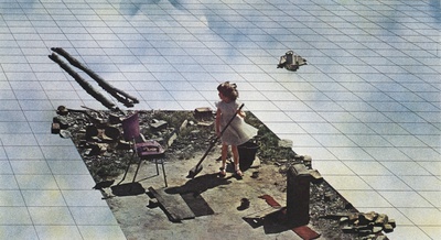 Superstudio, Atti Fondamentali. Vita – Supersuperficie. Pulizie di primavera, 1971. Lithograph. Detail.