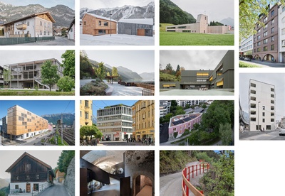Die 14 zur "Auszeichnung des Landes Tirol für Neues Bauen 2026" nominierten Projekte