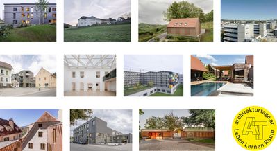 Quartier 7 – Graz Reininghaus © pierer.net | Schulzentrum Deutschfeistritz © Schreyer David | Seminarhaus Hotel Gut Pössnitzberg © Simon Oberhofer | TU Graz Laborgebäude Inffeldgasse © paul ott photografiert | Ortszentrum Stanz © Simon Oberhofer | Forstverwaltung Schloss Ruhefeld © Simon Oberhofer | Wohn-/ Geschäftshaus, Smart City Graz © Jakob Vinzenz Zöbl | Schneebauer Geschwister © Julian Lança Gil | KAI 36 © Dietmar Reinbacher, Helmut Marko Hotels | VS Leopoldinum–SmartCity © Hertha Hurnaus | Graz Museum Schlossberg © Karin Lernbeiß | LUPI SPUMA