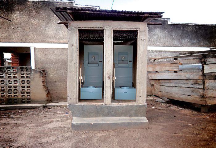 Blue Diversion Toilet