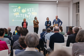 Wie geht's, Alter? | Dr.in. Daniela Palk (Vorständin Diakonie) Prof. Dr. Christoph Reinprecht (Soziologe) Eva Schmolmüller (Projektleiterin), Franz Koppelstätter (afo-Leiter)