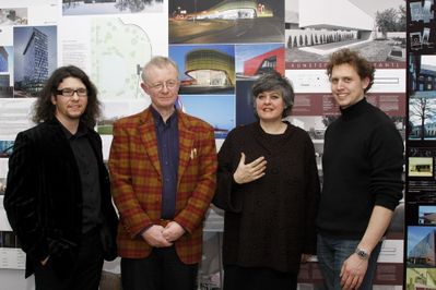 Bauherrenpreis 2009, v.l. Daniel Schlosser (ZV Steiermark), Walter Werschnig (ZV Oberösterreich), Maria Auböck (ZV Wien, Niederösterreich, Burgenland), Martin Brischnik (ZV Steiermark)