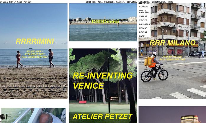 Website des Studio Petzet an der USI Università della Svizzera italiana, Lugano