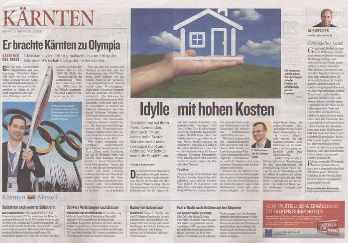 Kleine Zeitung_24.02.2014_Idylle mit hohen Kosten