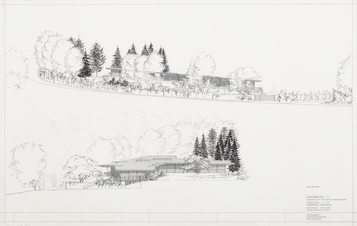 Gänsbrunn 2, Wohnhaus mit Atelier Dr. Garstenauer, Nordansicht / Westansicht (1977)