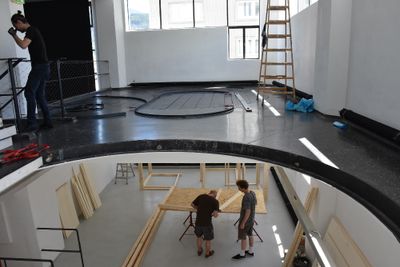 Ausstellungsaufbau "The Language of MVRDV"