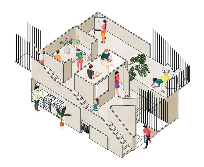 Entwurfsstudie für die Überbauung des Stiegenhauses im neu ausgebauten Dachgeschoss des Haus 81