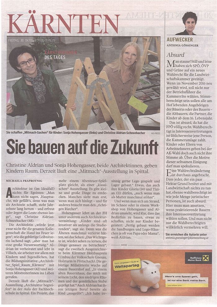 Kleine Zeitung_2015.10.30_Sie bauen auf die Zukunft