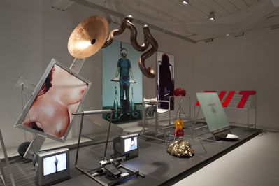 Blick in die Ausstellung "Cornelius Kolig: Meine Heimat ist mein Körper", 11 Objekte aus dem "Paradies"