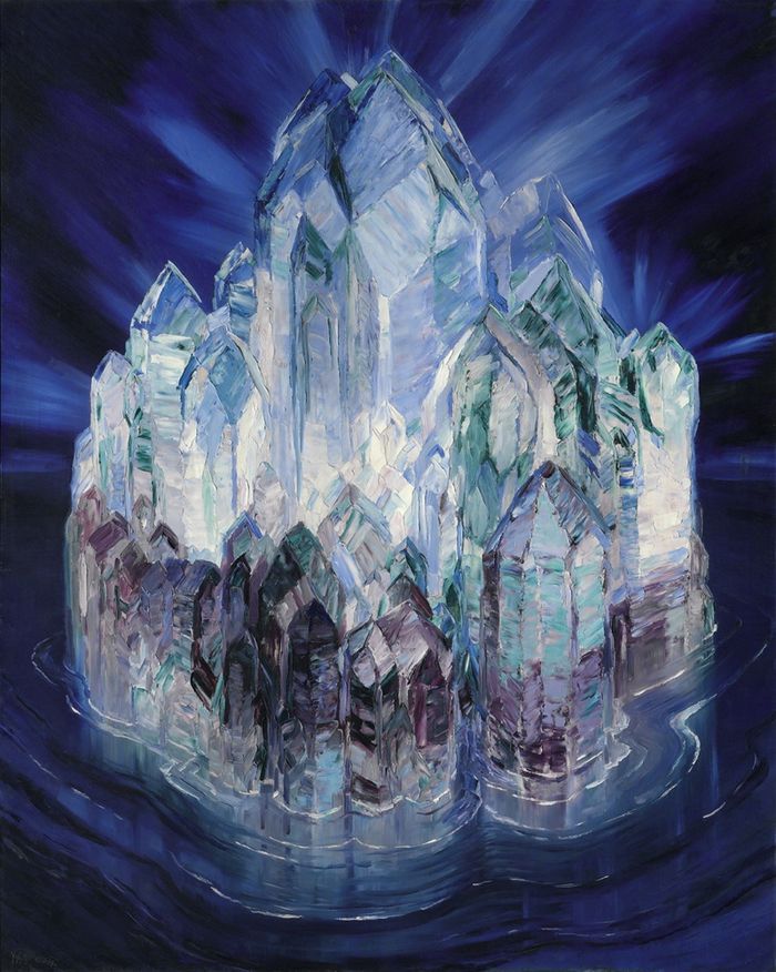 Wenzel Hablik: Kristallschloß im Meer, Stimmungsbild für ein Musikzimmer, 1914