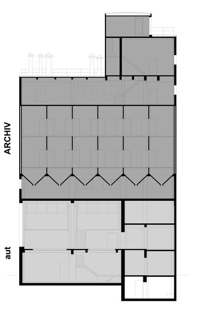 Brewhouse, section, lower floors: aut. architektur und tirol, upper floors: „Archiv für Baukunst“