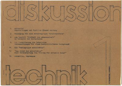 Diskussion Technik, Studentenzeitung, Ausgabe 1, 1971
