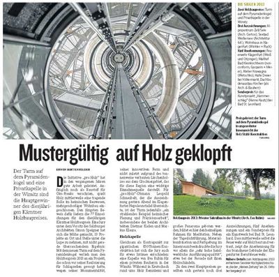 Kleine Zeitung_18.10.2013_Mustergültig auf Holz geklopft