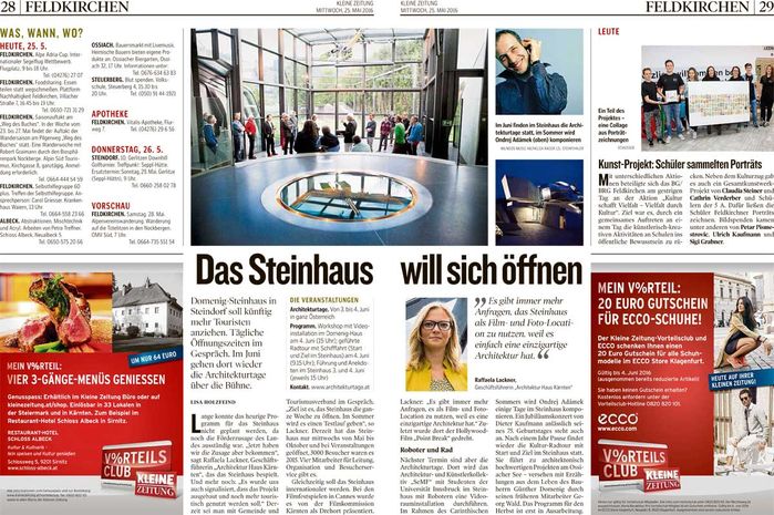Kleine Zeitung_2016.05.25_Das Steinhaus will sich öffnen