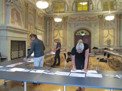 Die Mitglieder der Jury 2016 bei der Arbeit: Tina Saaby, Wolfgang Feyferlik, Roland Winkler, Bildnachweis: © aut