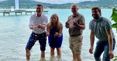 Seenkonferenz (v.l.n.r.): LR Daniel Fellner, Raffaela Lackner, Franz Sturm, Elias Molitschnig