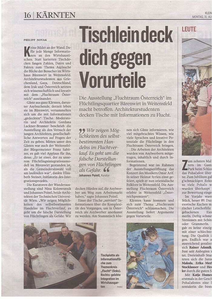 Kleine Zeitung_2015.08.31_Tischleindeck dich gegen Vorurteile