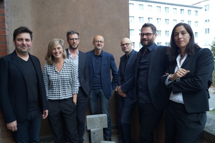 Moderator Wojciech Czaja (l.) Anne Kaestle, Matthias Böttger, Heinz Plöderl, Tom Kaden, Peter Zoderer, Maren Brakebusch