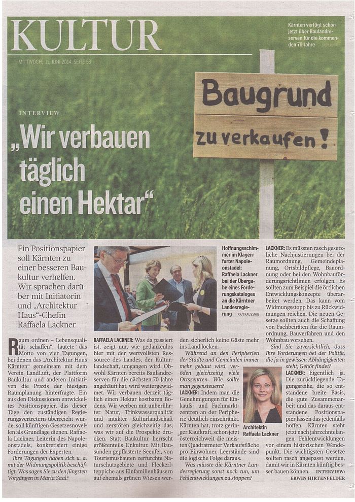 Kleine Zeitung_10.06.2014_Wir verbauen täglich einen Hektar