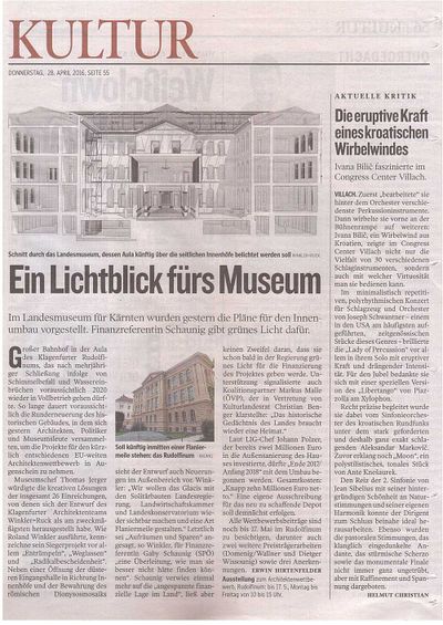 Kleine Zeitung_2016.04.28_Ein Lichtblick fürs Museum